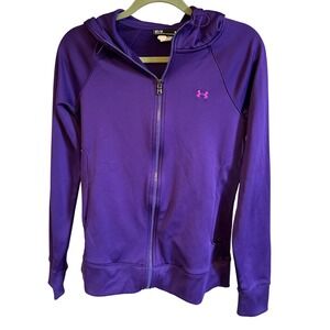 Under Armour Full Zip Hoodie Jacket Womens Medium Purple Athletic Warm‎ Up